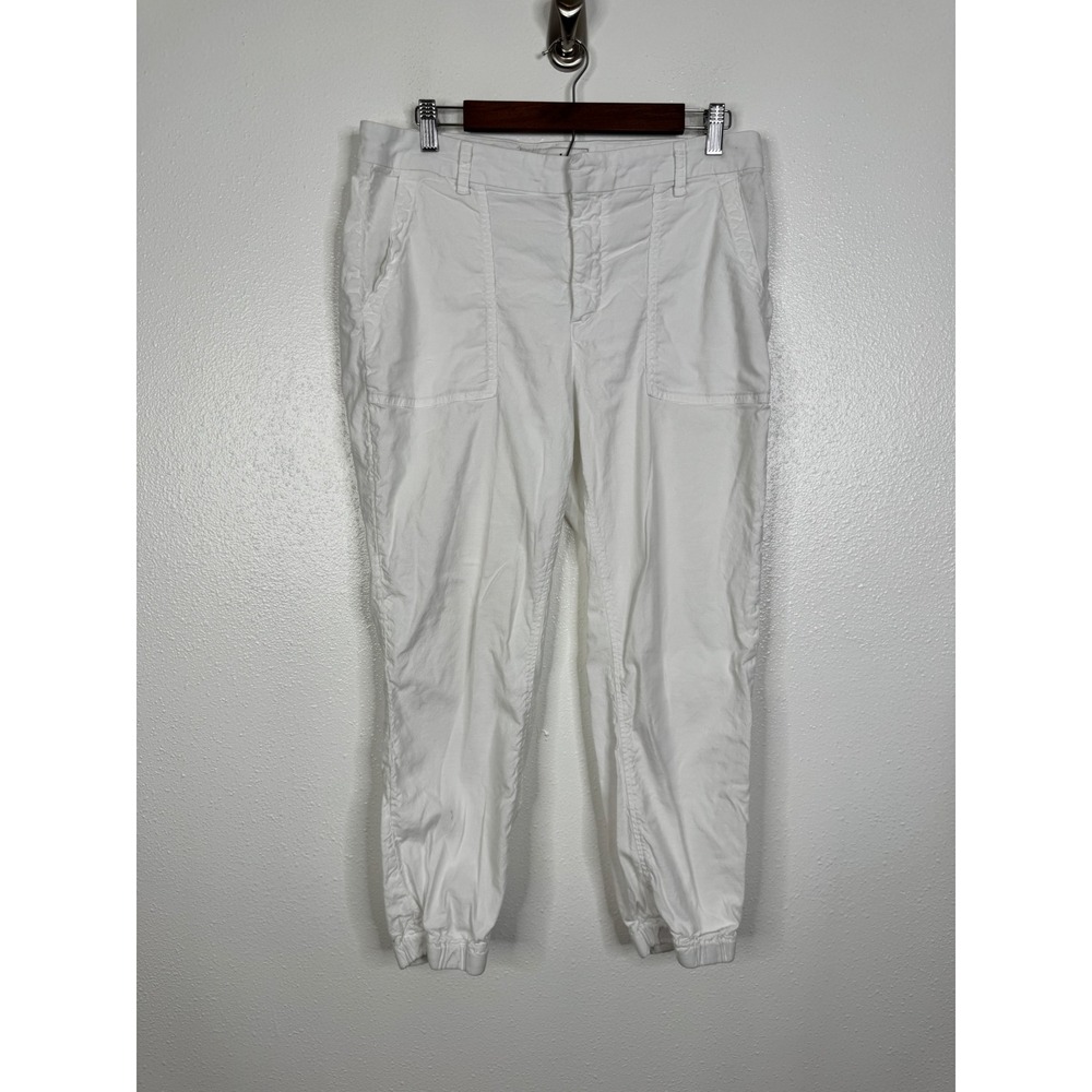 Frank & Eileen Jameson White Cotton Linen Jogger Pants Size 12 Made in USA